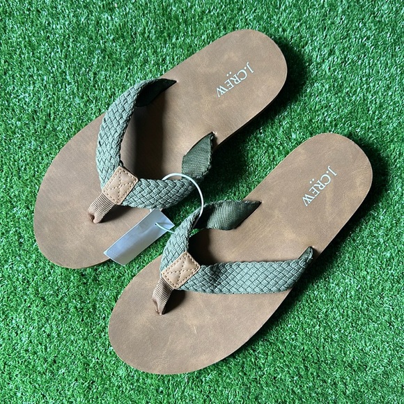 J. Crew Men's Braided Strap Flip Flops Sandals Size 10 Green Thong NWT New BW466 - Picture 1 of 1
